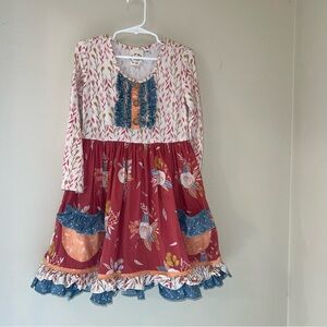 Cheeky Plum Floral Ruffle Front Dress - Pink, Blue & Rust